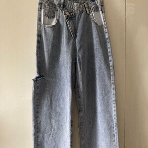 Fashionable Twotwinstyle Spring/Summer Washed Cut Mid-rise Women Jeans